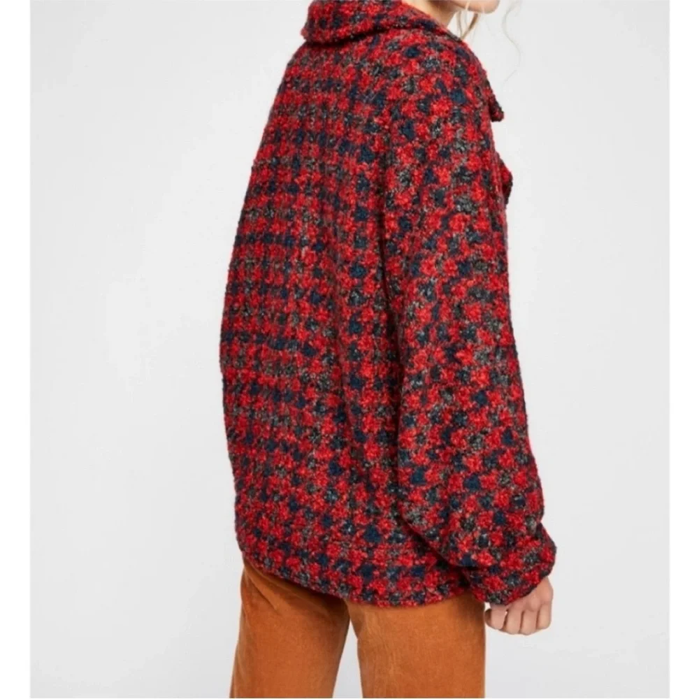 Free People Wool Blend Houndstooth Baby Coat - Picture 2 of 8